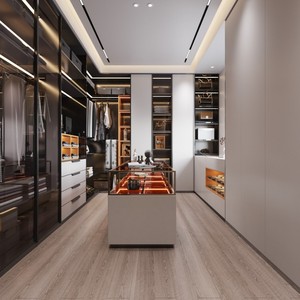 <span class=keywords><strong>Armario</strong></span> Vestidor Moderno con Puertas Corredizas de Vidrio con Marco Dorado Champán de Lujo Personalizado BALOM, <span class=keywords><strong>Armario</strong></span> con Iluminación LED Personalizada para Dormitorio - Product Image 3