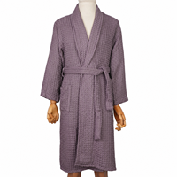 Peignoir de luxe en coton tricoté pour hôtel et spa, avec col châle, respirant, pour femmes, idéal pour l'hôtellerie et les centres de villégiature, vente en gros