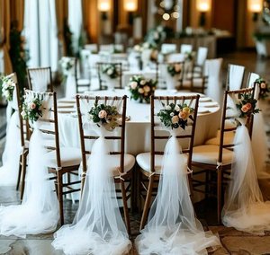 Suministros para Fiestas de Boda Románticas, Fundas para Sillas, Cintas para Pasillos, Arcos, Fundas para Sillas de Mesa, Decoraciones con Lazos - Product Image 1