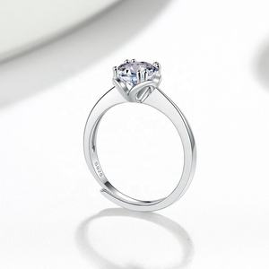MR23 925 Sterling Silber Rhodinierter Verlobung sring 1 Karat Moissan ite Einstellbare Größe Versprechen für Frauen im klassischen Stil - Product Image 3