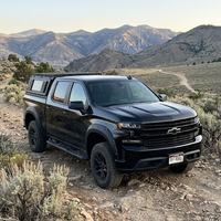 Auvent de camionnette en aluminium à profil bas avec panneaux relevables sur quatre côtés et porte-bagages pour Chevrolet Silverado 1500 2019+