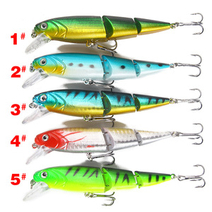 Leurre Minnow de qualité export 15,3g 11cm, appât artificiel en plastique en trois sections pour la pêche au bar, leurres d'eau moyenne - Product Image 1