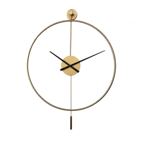 Modern Simplistic Gold Single Iron Circle Clock Taiwan sun brand quartz movement Home Decoration Luxury Wall Clock with Pendulum