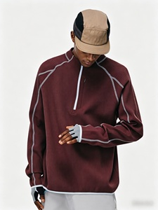 เสื้อกั๊กแขนยาวผ้าฝ้ายกันแดดแห้งเร็ว ซิปครึ่งตัว ตัดสีสไตล์อเมริกัน ทรงหลวม ใส่เล่นกีฬา ไม่ต้องรีด สำหรับฤดูใบไม้ร่วง - Product Image 6