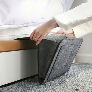 1pc Double Tier Felt Bedside <b>Storage</b> Bag <b>Wall</b> Mounted Modern Minimalist <b>Hanging</b> Caddy for Bedding Tools Multi-Pocket Durable - Product Image 1
