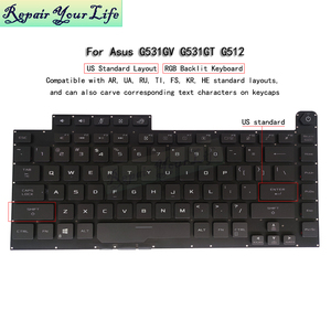 คีย์บอร์ดแล็ปท็อปเรืองแสงด้วยแสง RGB ภาษาอังกฤษแบบ US สำหรับ ASUS ROG Strix G531 G531GV G531GT G15 <span class=keywords><strong>G512</strong></span> G512LV G512LW 0KNR0-4614HE00 V184262AS1 HB - Product Image 2