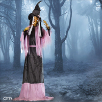 Nouvelle décoration d'Halloween pour parc à thème extérieur ou maison hantée, grande sorcière animatronique à commande vocale alimentée par piles AAA