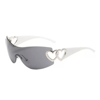 Lunettes de soleil tendance double cœur, style européen et américain, sans monture, Y2K, pour femme