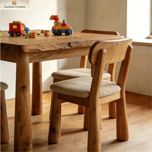 Set Tavolo e Sedie per Bambini in Legno Massello, Design Artistico e Creativo, Colore Naturale, Tavolo da Studio per Casa, Design Semplice e Moderno - Product Image 3
