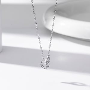 Collier en argent sterling S925 Signature avec cercles entrelacés, pendentif minimaliste à double cercle, bijoux fins pour femmes OEM ODM - Product Image 4