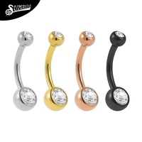 Superstar Custom ASTM F136 Titane sans filetage, anneau de nombril style classique avec incrustation de zircon blanc, bijou de piercing corporel