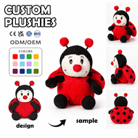 Fabricant de jouets en peluche personnalisés en forme de coccinelle, animaux en peluche en forme humaine, OEM ODM, jouets doux rembourrés de coton PP, commandes en gros, EN71 CE