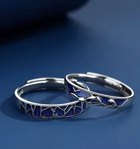Cincin berubah suasana hati pasangan, cincin warna perak klasik berlapis perak cincin pertunangan pernikahan atau 5 buah