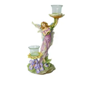 12.5 Inch Resin Fairy Glass Decorative Candle Holder