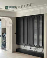 ARET Meuble Moderne Français Vert Foncé et Noir, Niche d'Art Personnalisée avec Grille Cannelée et Décoration Florale Arquée