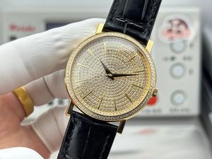 Montre mécanique de haute qualité avec boîtier en métal, bracelet en cuir PU noir de 20 mm, cadran à aiguilles, charme - Product Image 3