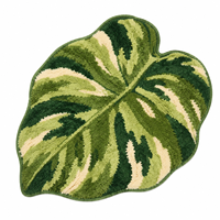 Tapis touffeté en forme de feuille, vert, à poils longs, moquette douce, tapis botanique pour chambre à coucher, salon, chambre d'enfant, décoration intérieure