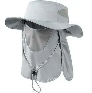 Özel balıkçılık kova şapka ayrılabilir maske boyun yüz koy flap boonie kap kova şapka