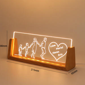 Regalos Personalizados para Jefes y Compañeros de Trabajo Lámpara LED de Escritorio de Oficina Moderna Placa de Acrílico Iluminada para Nombre con Base de Madera - Product Image 6