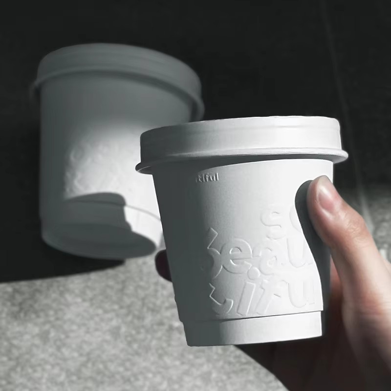 Disposable Beautiful Mini White Kraft Paper Cups Container Custom PE Coated Embossed Double Wall Waterproof Eco-Friendly Logo
