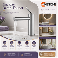 Robinet de lavabo moderne à levier unique avec corps cylindrique, bec horizontal et aérateur en acier inoxydable