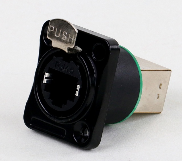 Shielded Industrial RJ45 Panel Mount Jack | IP65 Push-Lock Female-to-Male Ethernet Adapter
