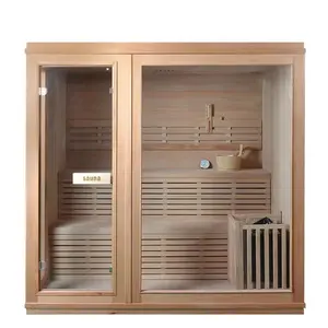 Canadian Red Cedar Wood Indoor 2 Person Traditional Dry Steam Sauna Room