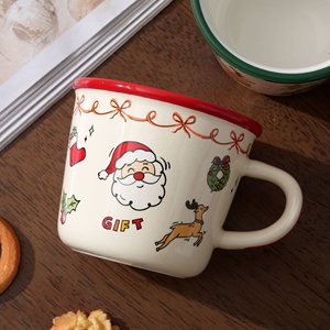 かわいいサンタクロースのセラミックマグカップ、クリスマス用の取っ手付きミルクカップ、朝食、コーヒー、ジュース用、お子様や家族へのお祝いのホリデーギフト - Product Image 5