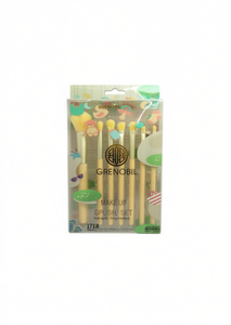 Set di pennelli per trucco Grenobil, 7 pezzi, manico in legno, ghiera rotonda in pelo sintetico per l'applicazione del trucco - Product Image 1