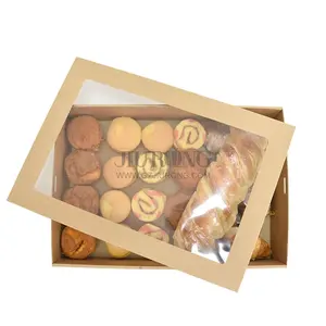 Sweets Box Design Muffin Snack Kraft Packs Plastic Window Design Sweet Dessert Packaging Box With Clear Lid For Food