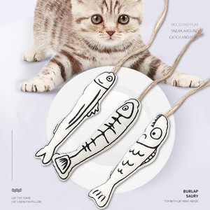 Juguete interactivo divertido de algodón con forma de pez, hierba gatera para masticar para gatos, limpieza de dientes, juguete para mascotas - Product Image 2