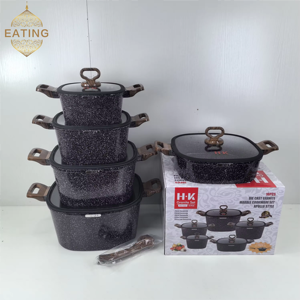 Bộ nồi chảo chống dính 10 món, chất liệu đá granite, dùng được với bếp từ, không chứa PFOA, gồm chảo rán, nồi nhỏ, bộ nấu ăn đúc chống dính - Product Image 2