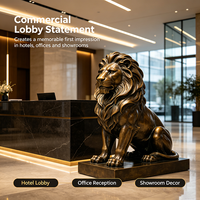 Sculpture d'animal en fibre de verre Lion Gardien en Bronze pour hall d'hôtel, réception de bureau, entrée de villa, jardin, art paysager d'exception