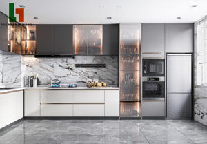 Elegante Juego de Muebles de Cocina de Madera con Horno Empotrado, Estante de Almacenamiento Abierto, Diseño Elegante para Cocina - Product Image 6