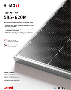 Panel Solar Monocristalino Longi LR7-72HTH de 620W de Alta Eficiencia, Tipo N, con Diseño Bifacial de Doble Vidrio y Media Celda, 23% de Eficiencia - Product Image 4