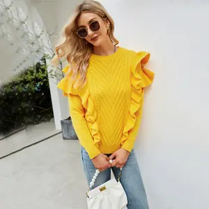 2022 Winter Raw Edge Knitted Pullover Sweater Large Size Women's Clothing Fashion Bottoming Sweaters