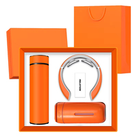 Ensemble cadeau d'entreprise et d'affaires personnalisé avec logo d'usine : humidificateur de bureau de luxe en acier inoxydable, masseur de cou et ensemble de tasses isothermes