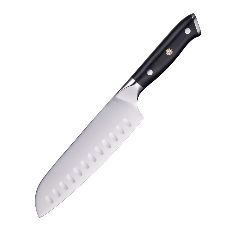 Профессиональный барбекю гриль Santoku шеф-поварский нож с черным лезвием низкий MOQ кухонные ножи Germany JYTD94
