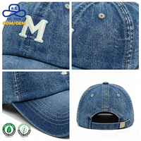 Gorras de Béisbol de Mezclilla Lavada de Primera Calidad, Estilo OEM ODM, con Logotipo Bordado, para Eventos Grupales Unisex
