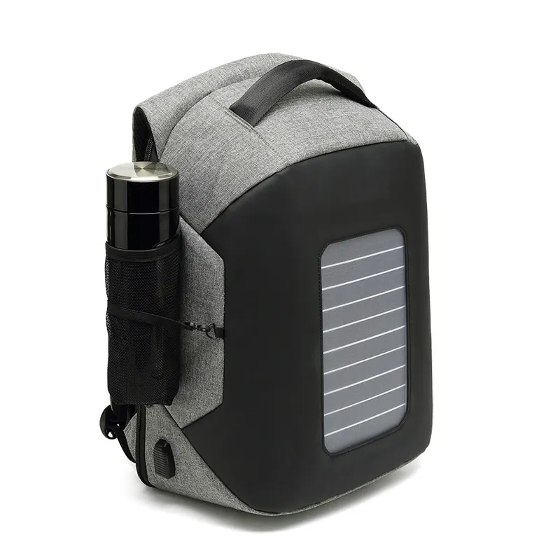 Mochila Solar antirrobo para hombre, bolsa de viaje inteligente con USB y Panel Solar