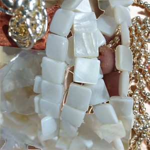 ลูกปัดเปลือกหอยสีขาวธรรมชาติทรงสี่เหลี่ยมขนาด 10 มม. ความยาว 38 ซม. จำนวน 38 เม็ด สำหรับทำเครื่องประดับ DIY สร้อยข้อมือ - Product Image 2