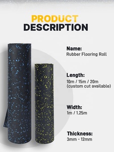 Rouleaux de revêtement de sol en caoutchouc antidérapant pour salle de sport, de 3 à 12mm d'<span class=keywords><strong>épais</strong></span>seur, <span class=keywords><strong>tapis</strong></span> de fitness en rouleau de caoutchouc - Product Image 1