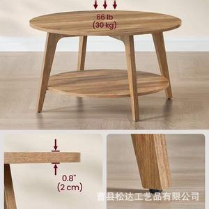 Mesa de centro redonda de madera, para apartamento pequeño, diseño sencillo, mesa redonda pequeña de doble capa, creativa para balcón de casa de huéspedes y - Product Image 3