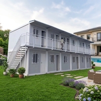 Maison préfabriquée modulaire à deux étages en conteneur, isolation par panneaux sandwich, conception ignifuge pour atelier de construction, kiosque extérieur