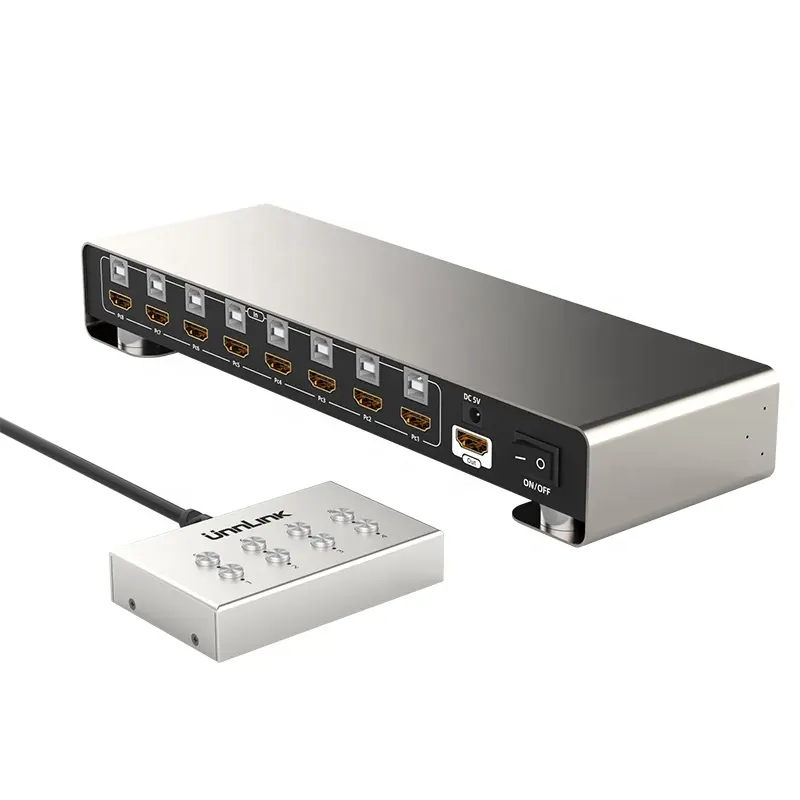 Unnlink Saklar KVM HDMI 4K 30Hz, Pengalih Video 8 Port 4 Port 2 Port dengan Pengontrol Luas Berbagi 4 USB OEM ODM
