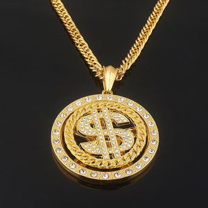 2025 nouveauté Europe et amérique Hip Hop Street Dollar platines collier Rap HIPHOP Turnables Dollar pendentif - Product Image 5