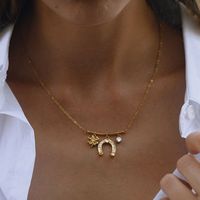 Lucky Horseshoe Series Estilo clásico Collar de acero inoxidable de 18 quilates Cadena de eslabones chapada en oro Diseño transfronterizo Jjguoyi Unisex Todo
