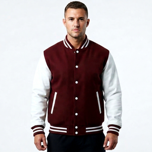 Veste universitaire d'hiver pour homme de haute qualité, blanche unie, avec patch brodé personnalisé, en cuir lavé respirant - Product Image 1