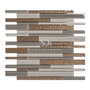 Soulscxrafts Dorato di Modo Striscia di <span class=keywords><strong>Vetro</strong></span> <span class=keywords><strong>Mosaico</strong></span> per Backsplash - Product Image 1