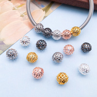 Perles entretoises en laiton filigrané de 8 mm avec trou de 3 mm pour la fabrication de bijoux et les loisirs créatifs